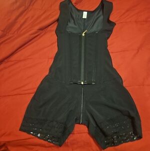 Black Shapewear Bodysuit Shorts with Front Zipper